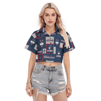 Connecticut Huskies Women's Cropped Shirt White game day varsity apparel