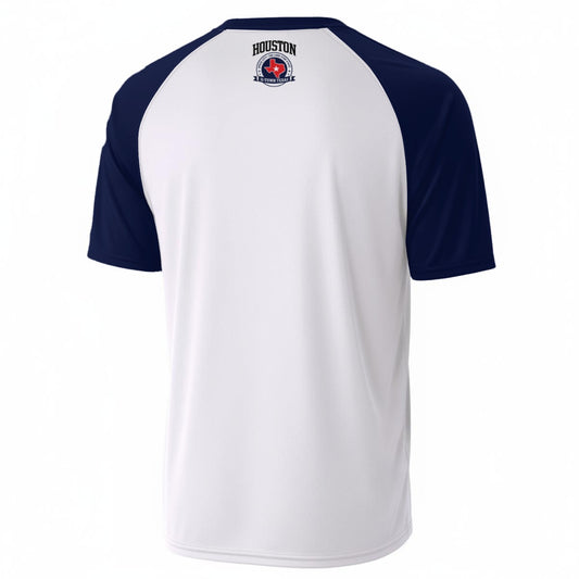 Houston Texas V-Neck T-Shirt – White and Navy Lone Star City Shirt