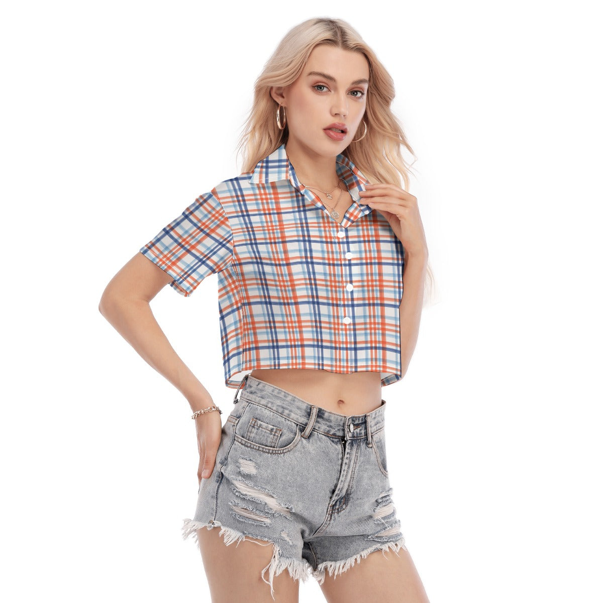 florida gators tartan plaid blue orange  women tartan plaid game day shirt