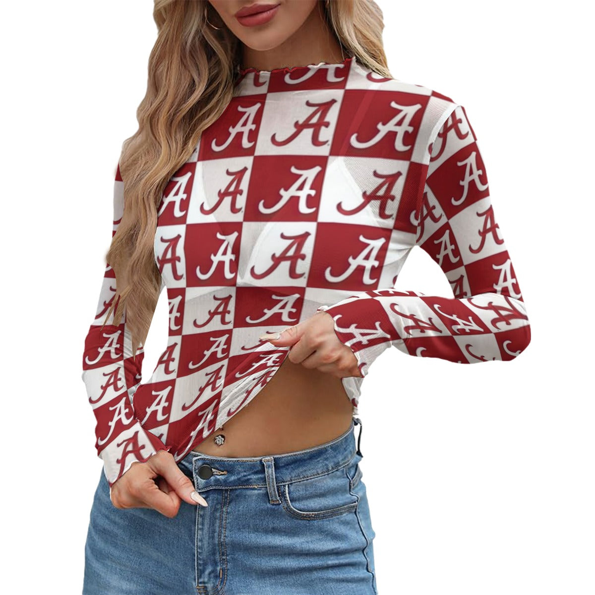 Alabama Crimson Tide Women's Mesh T-Shirt – Breathable Crimson and White Game Day Shirt for Women White varsity sports apparel