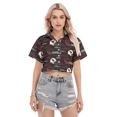Arizona Cardinals Women's Cropped Shirt red white football outfit back view