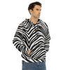 White Smoke Las Vegas Football Zebra Men's Pullover Hoodie | Velvet – Black and White Game Day Streetwear