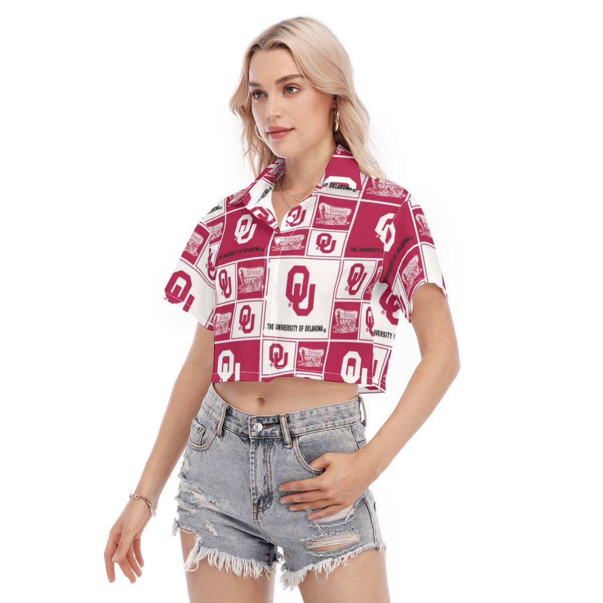 Oklahoma Sooners Women's Cropped Shirt - Big 12 football apparel varsity sportswear product image 3.0