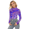 White Smoke Buffalo Football Women’s Stretchable Turtleneck Top – Red, Blue  White Zebra Game Day Style