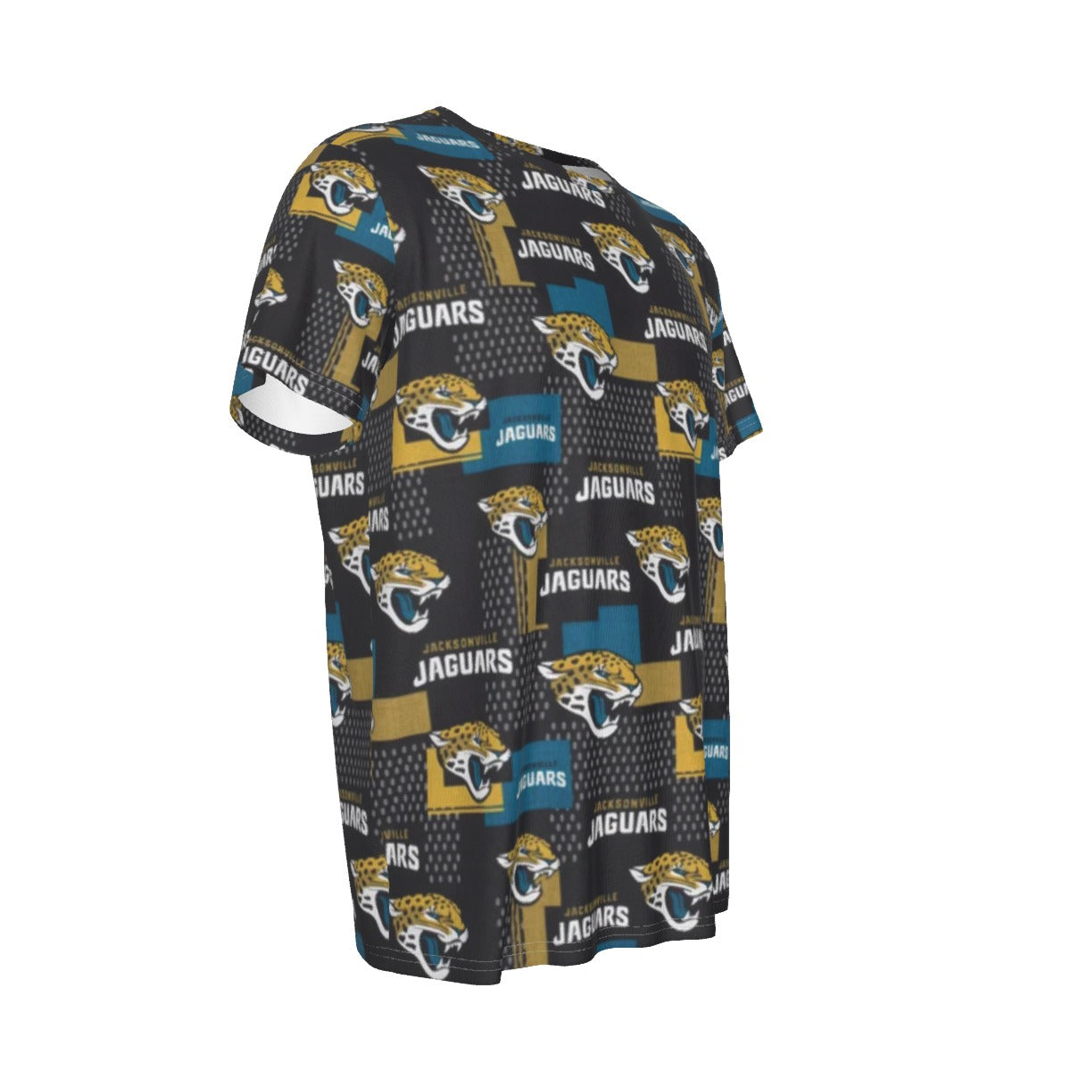 jacksonville-jaguars-short-sleeve-t-shirt teal black football close-up design detail