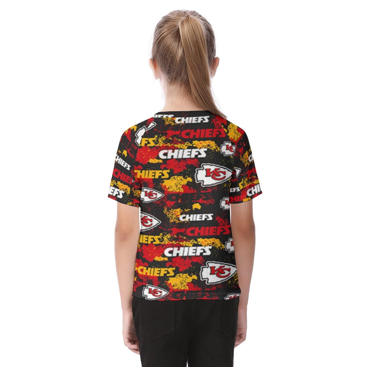 kansas-city-chiefs-kids-raglan-sleeve-t-shirt red gold football outfit image 4.0
