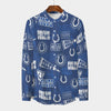 Indianapolis Colts Men's Stand Collar Shirt With Long Sleeve|110GSM Imitation Flax blue white football outfit back view