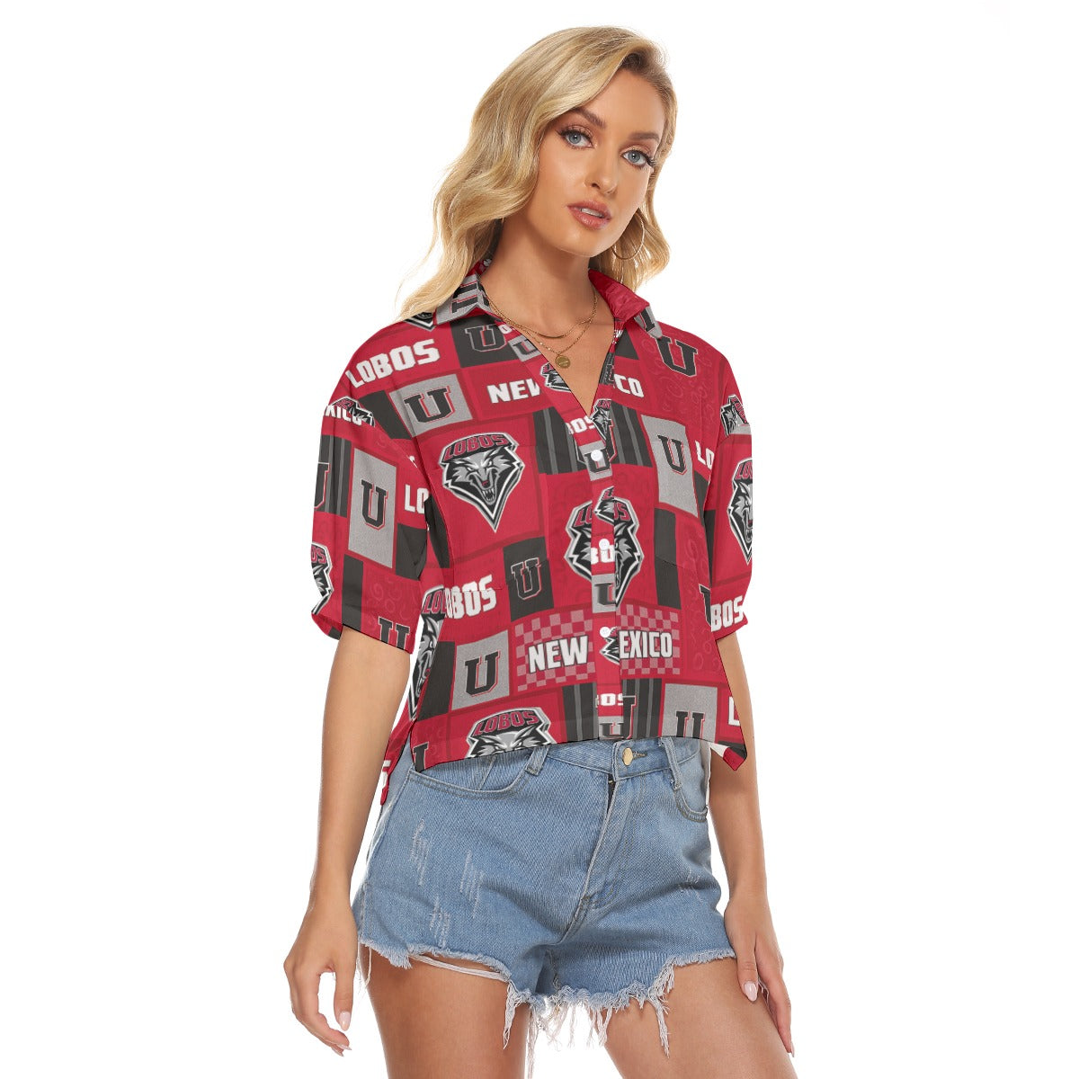 New Mexico Lobos Women's V-neck Shirts White game day apparel