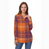 auburn tigers tartan plaid orange navy  women tartan plaid game day shirt