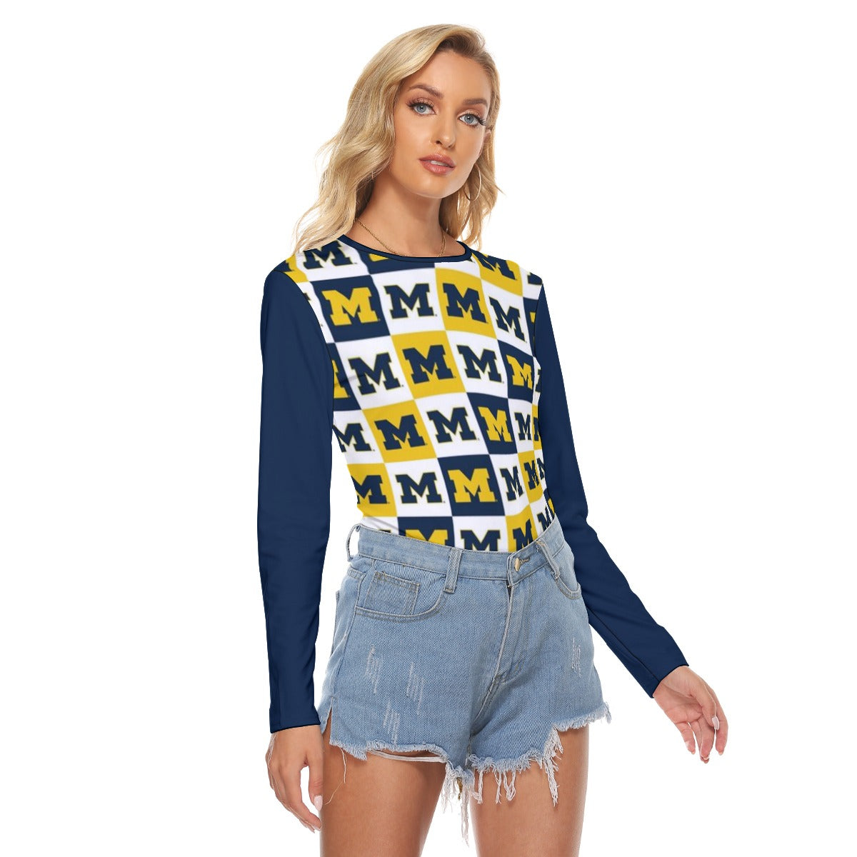 Michigan - Wolverines Women's Stretchable long Sleeve Top White varsity sports apparel