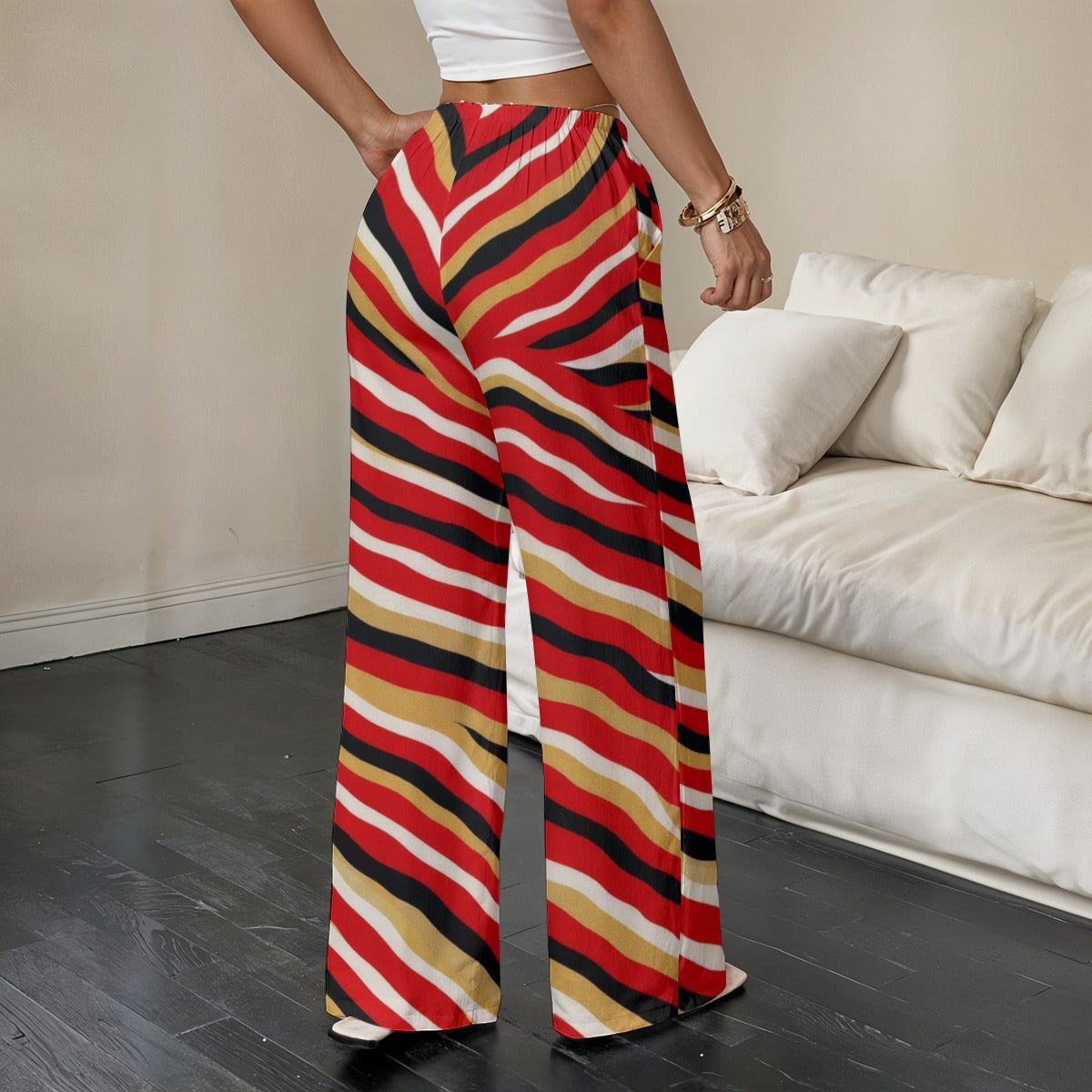 San Francisco 415 Zebra Women’s Streetwear Pants – Game Day Wide-Leg Style