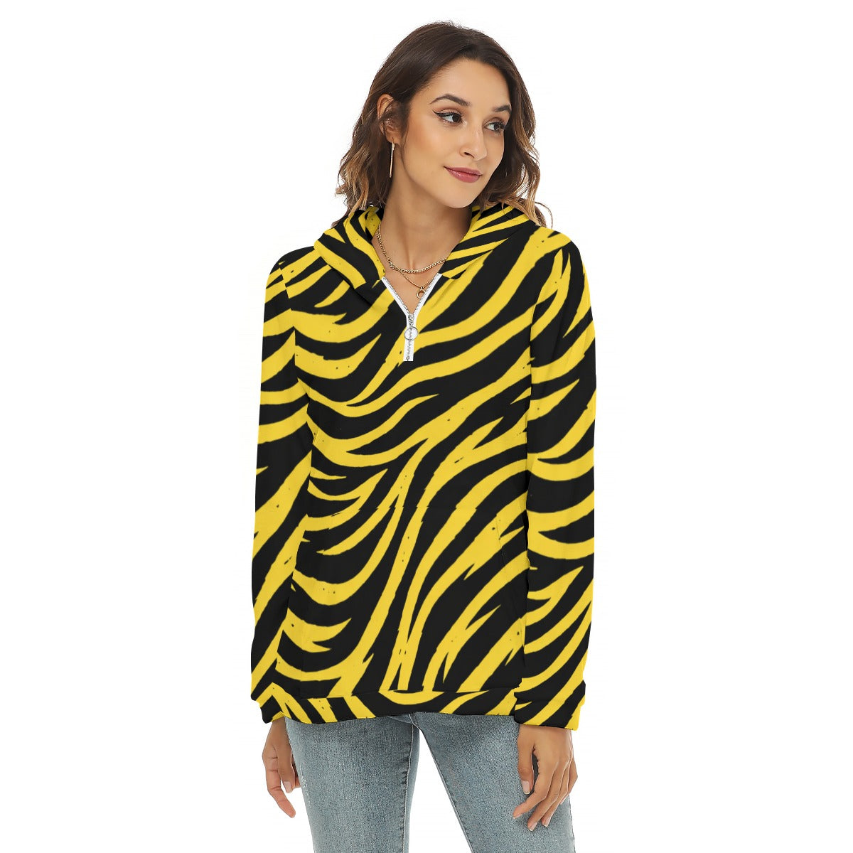 Iowa Football Women’s Borg Fleece Hoodie With Half Zip – Cozy Black and Gold Game Day Essen - Big Ten football apparel varsity sportswear product image 3.0