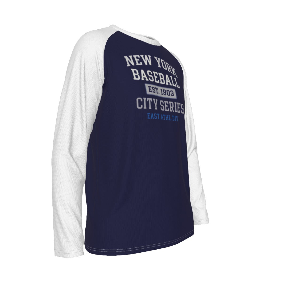 New York Baseball City Series Raglan Long Sleeve Shirt – Navy and White Est. 1903