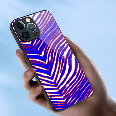 Light Blue iPhone 13 Series Mobile Phone Case | Glass – Red Blue White Zebra Game Day Style