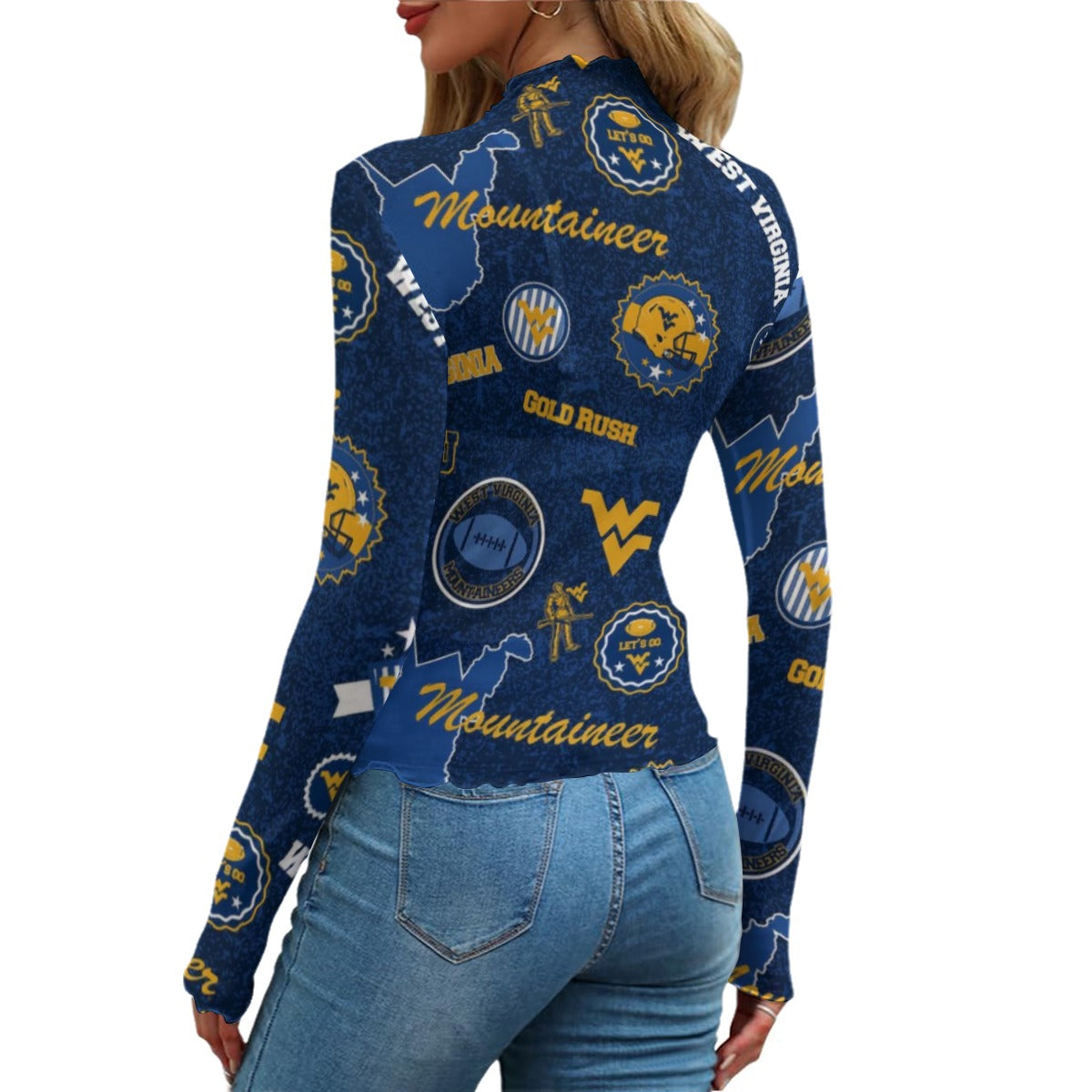 West Virginia Mountaineers Women's Mesh T-shirt streetwear fashion product image 2
