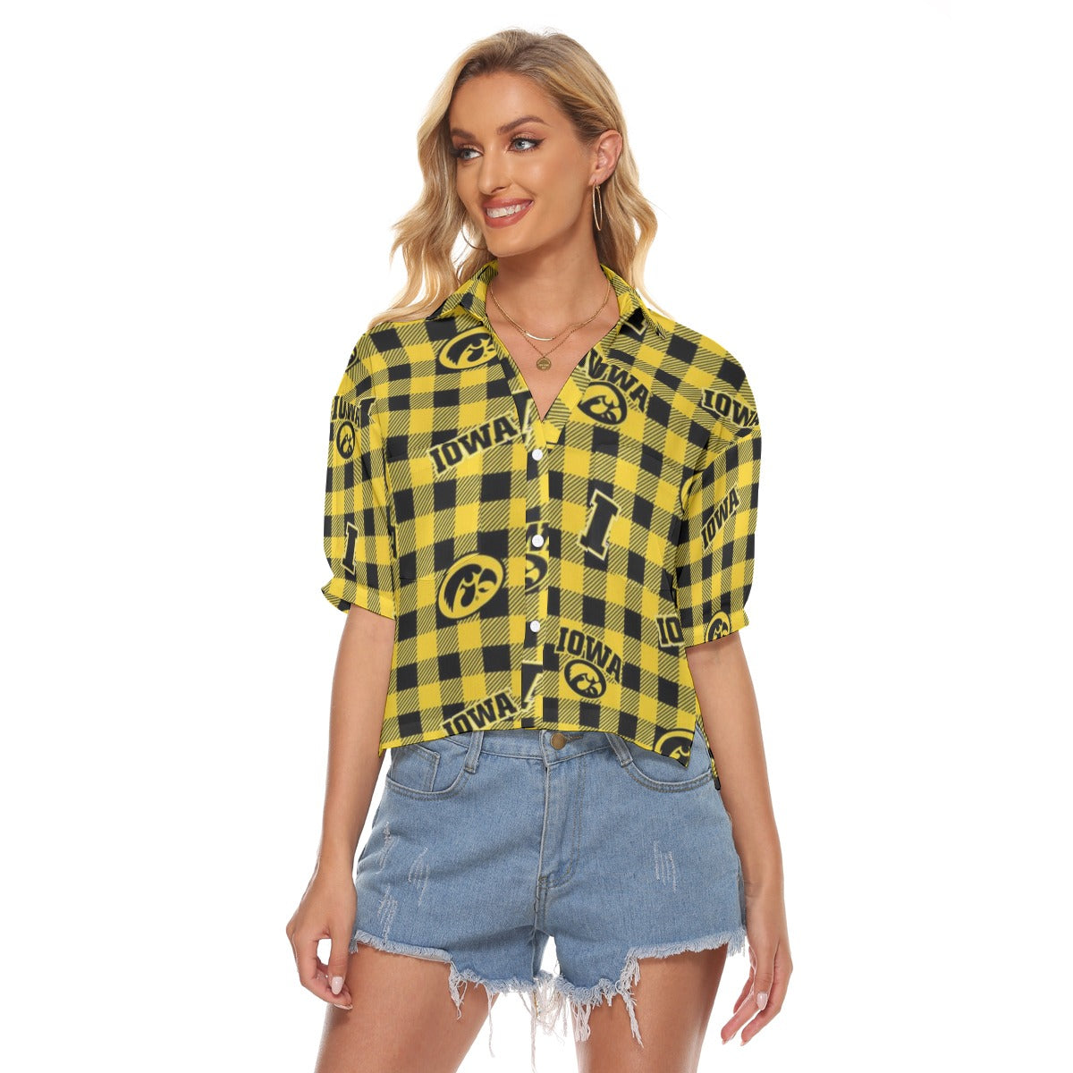 Iowa Hawkeyes Women's V-neck Shirts - Big Ten football apparel varsity sportswear product image 1.0