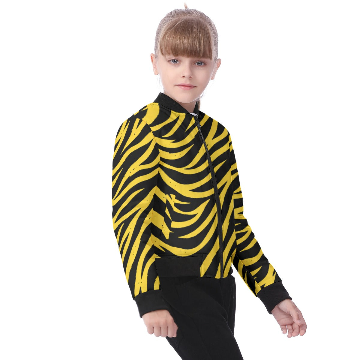 Pittsburgh Football Yellow Black Zebra Kid's Bomber Jacket