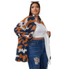 White Smoke Chicago Football Women’s Oversized Camo Jacket – Navy Orange Game Day Streetwear Coat
