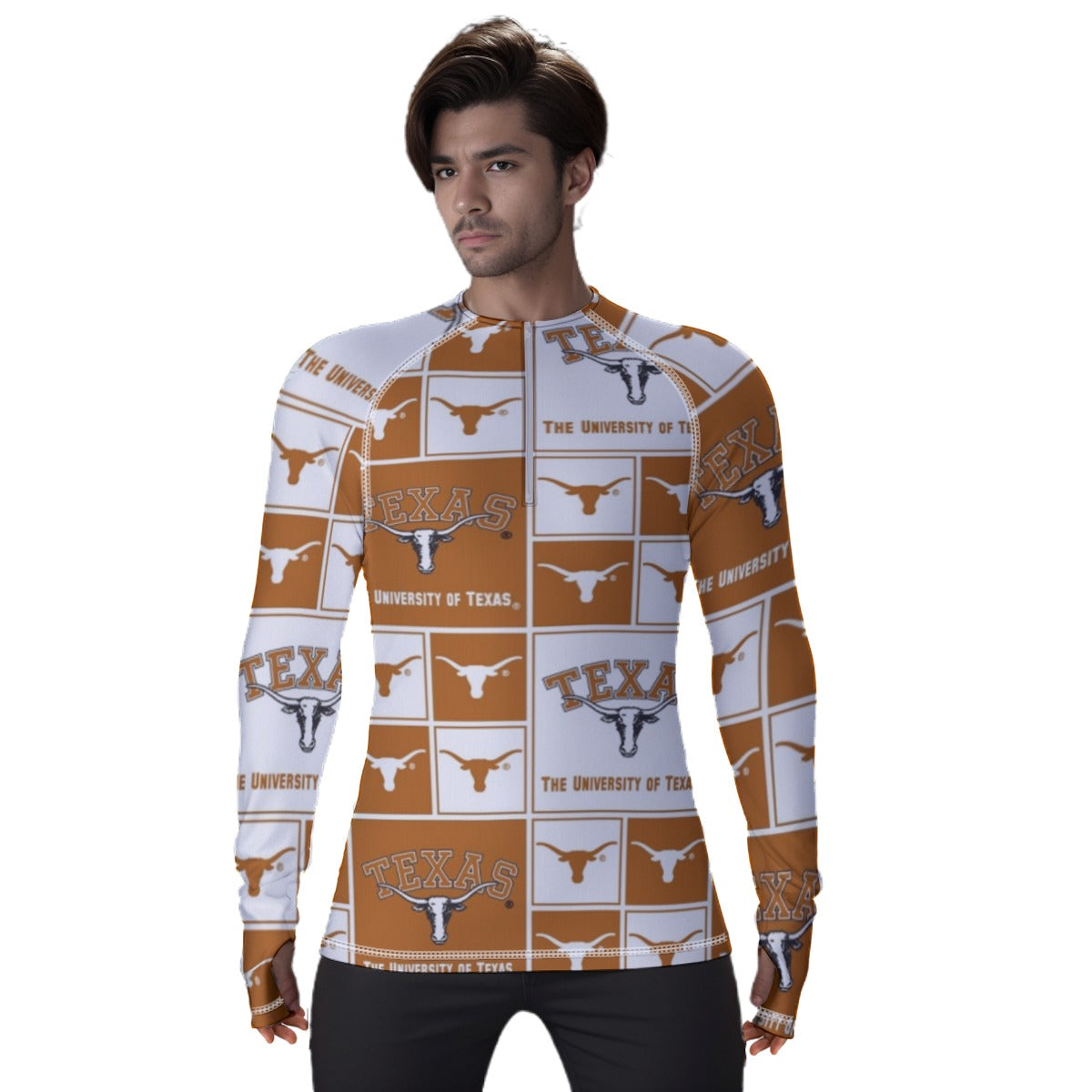 Texas at Austin - Longhorns Thumb Hole Compression Shirt|210GSM – casual fan outfit, lightweight game day shirt, image 1.0