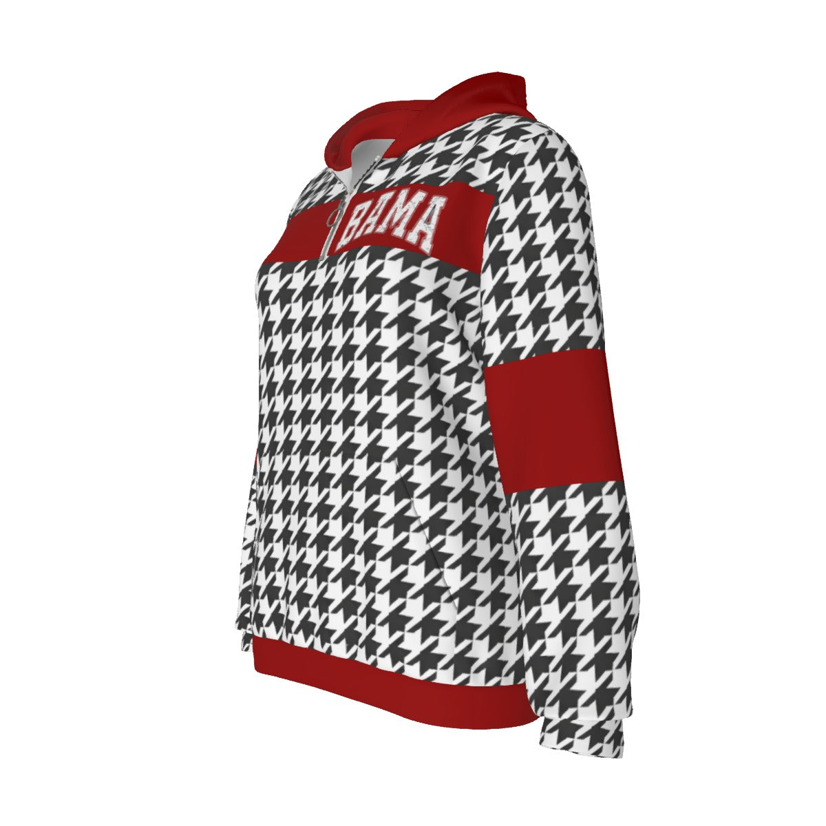 Alabama football Women's Borg Fleece Hoodie With Half Zip Crimson Game Day Sherpa Pullover