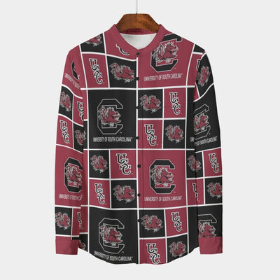 South Carolina Gamecocks Stand Collar Shirt With Long Sleeve|110GSM Imitation Flax - college football fan gear varsity sportswear product image 1.0