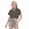 new-orleans-saints-womens-cropped-shirt black gold football urban outfit side view