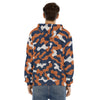 White Smoke Chicago Football Camo Hoodie for Men – Navy Orange Game Day Pullover Sweatshirt | Velvet