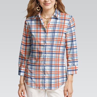 florida gators tartan plaid blue orange  women tartan plaid game day shirt