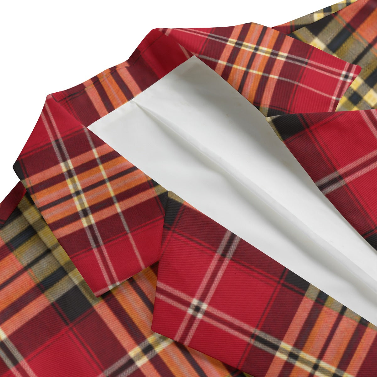 White Smoke San Francisco Football Plaid Blazer – Red and Gold Flat Lapel Casual Game Day Jacket