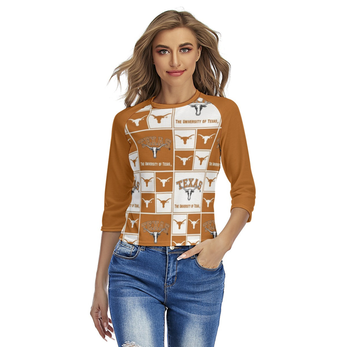 Texas at Austin - Longhorns Women's Raglan Sleeves T-shirts White varsity sports apparel