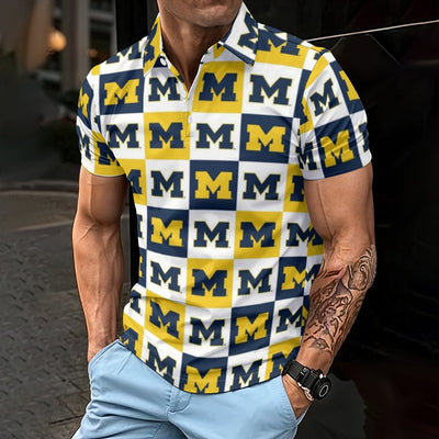 Michigan Wolverines Men's Polo Shirt White varsity sports apparel