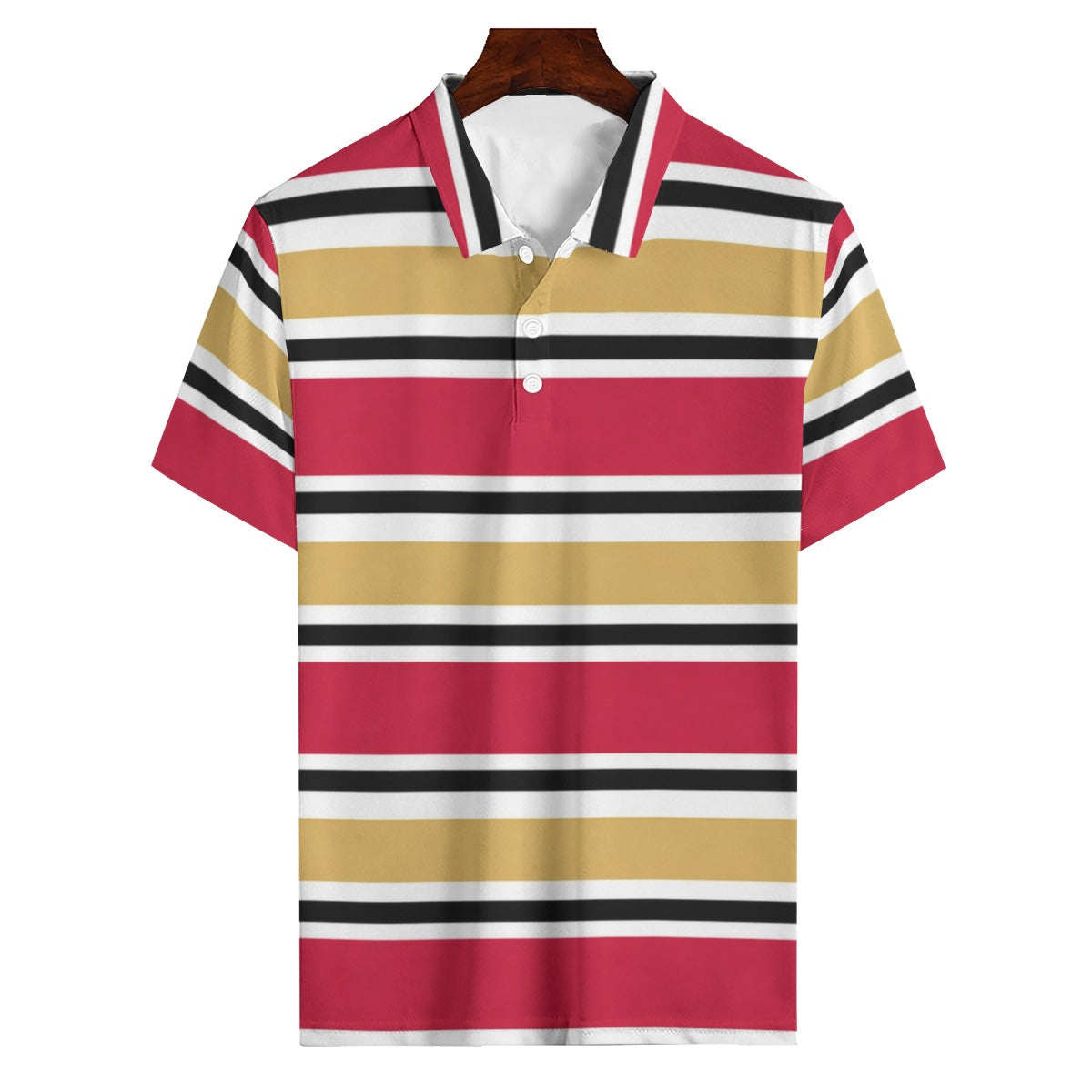 San Francisco Football Striped Men’s Polo Shirt – 180GSM Game Day Style – lightweight game day shirt, lightweight game day shirt, image 1.0