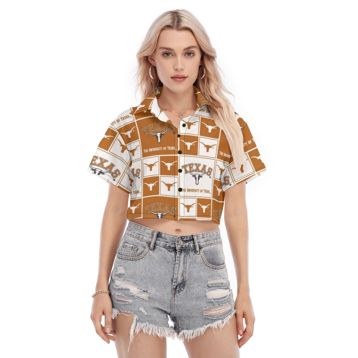 Texas Longhorns Women's Cropped Shirt White varsity sports apparel