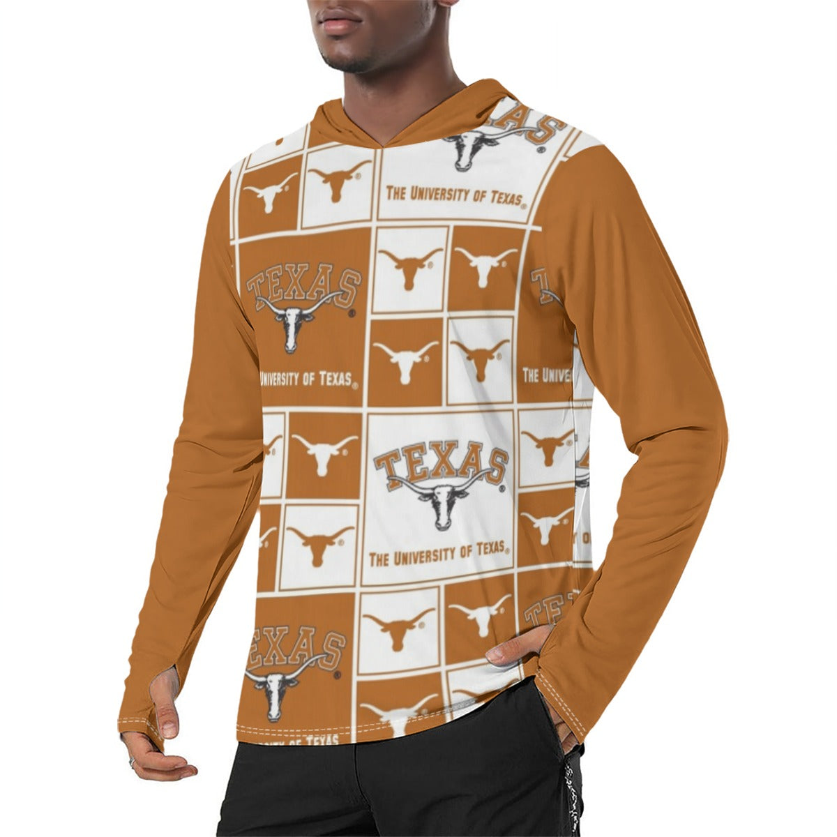 Texas at Austin - Longhorns Sunscreen  Sports Hoodie With Thumb Holes – breathable comfort wear, lightweight game day shirt, image 1.0