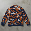 Slate Gray Chicago Football Camo Trucker Jacket – Navy Orange Game Day Utility Jacket