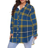 west virginia mountaineers tartan plaid blue gold women's shirt with long sleeve(plus size) blue gold tartan plaid mountaineers game day fashion
