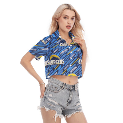 los-angeles-chargers-womens-cropped-shirt powder blue yellow football fabric breathable detail