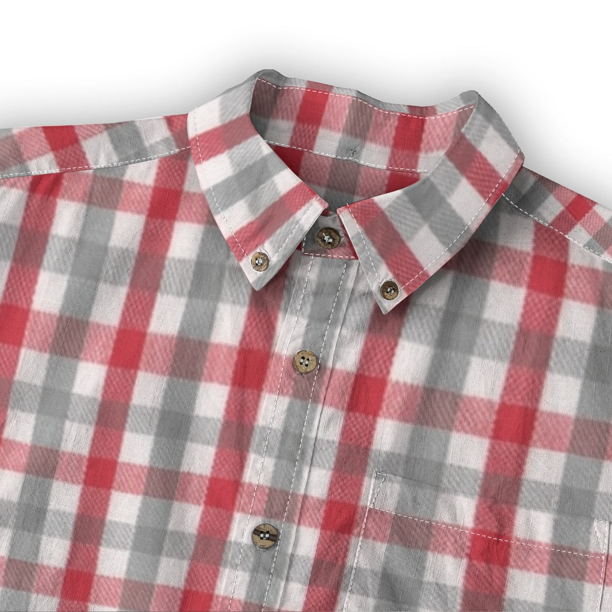White Smoke Alabama Football Casual Lapel Shirt Men – Crimson Plaid Long Sleeve 125GSM Cotton