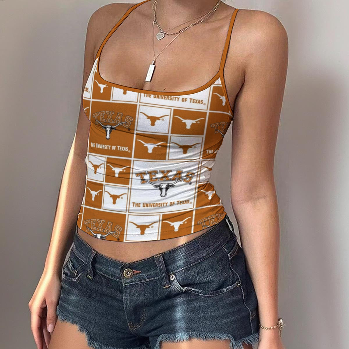 Texas at Austin - Longhorns Women's Spaghetti Strap Tank Top White varsity sports apparel