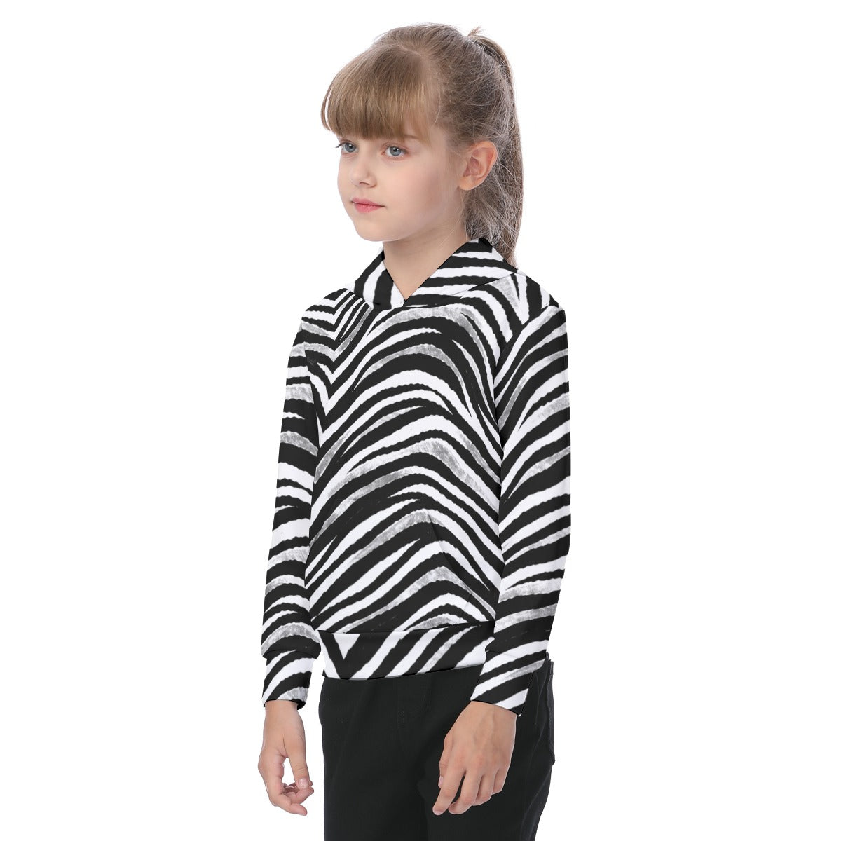 White Smoke Las Vegas Football Zebra Kids’ Hoodie – Black and White Game Day Streetwear