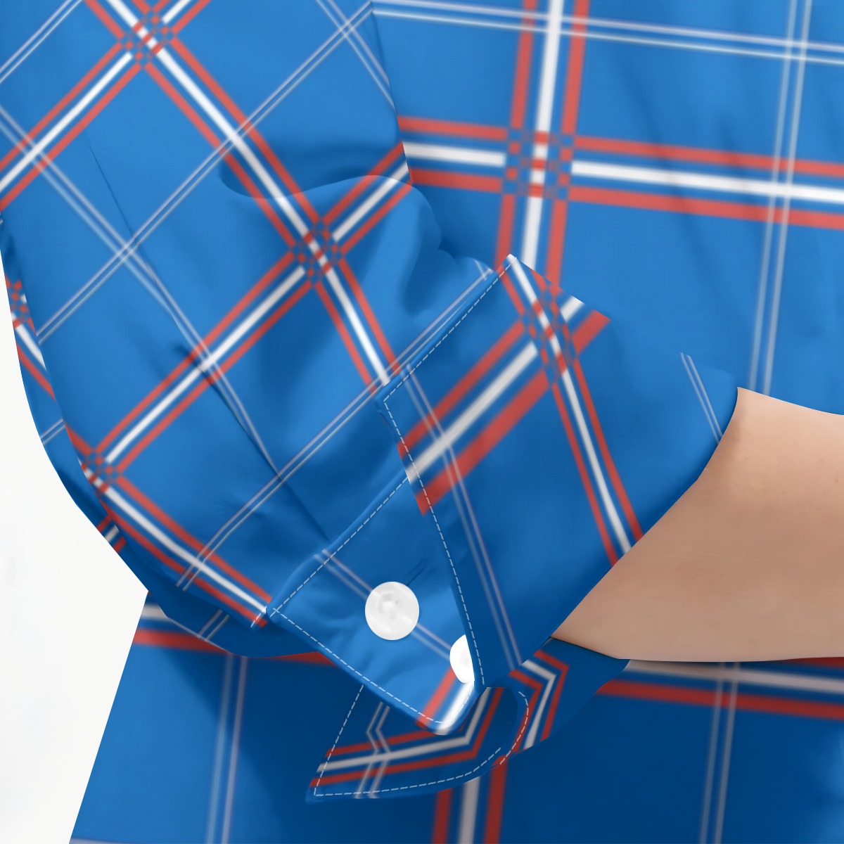 kansas jayhawks tartan plaid oversized button up women shirt women's mid-length sleeve shirt women tartan plaid game day fashion