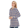 florida gators tartan plaid blue orange women's long shirt |115gsm cotton poplin women tartan plaid game day shirt