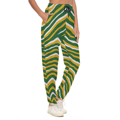 White Smoke Green Bay Football Yellow Green Women’s Casual Pants – Game Day Streetwear