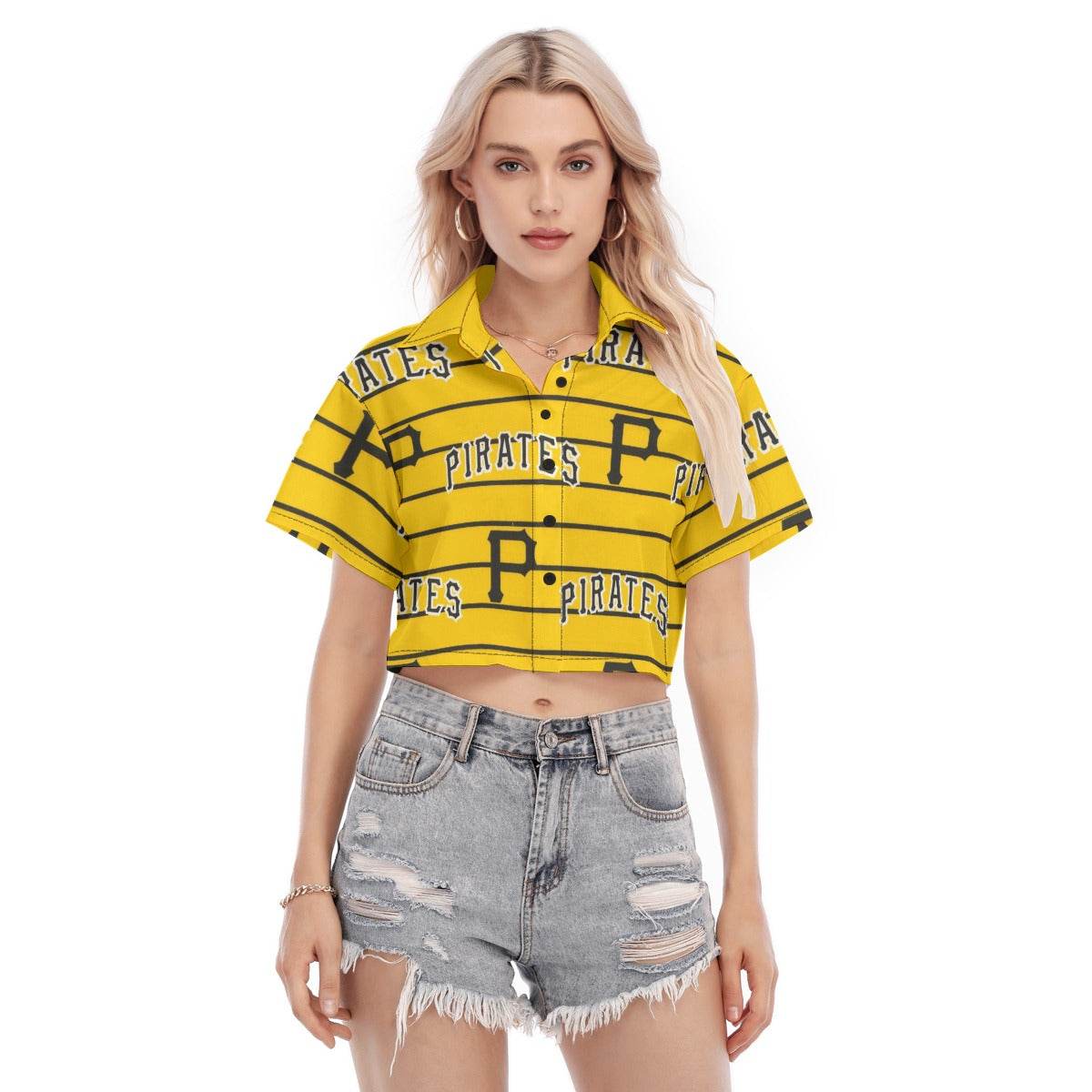 Pittsburgh Pirates Women's Cropped Shirt pittsburgh pirates baseball fan apparel game day outfit