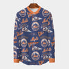 New York Mets Men's Stand Collar Shirt With Long Sleeve|110GSM Imitation Flax new york mets baseball fan apparel city game day outfit