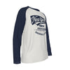 Light Gray New York Baseball City Raglan Long Sleeve Shirt – Navy Blue and White Athletic Varsity Tee Est. 1903