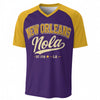 New Orleans NOLA Baseball V-Neck T-Shirt Purple and Gold – Urban Sports Streetwear tee – breathable comfort wear, breathable comfort wear, image 1.0