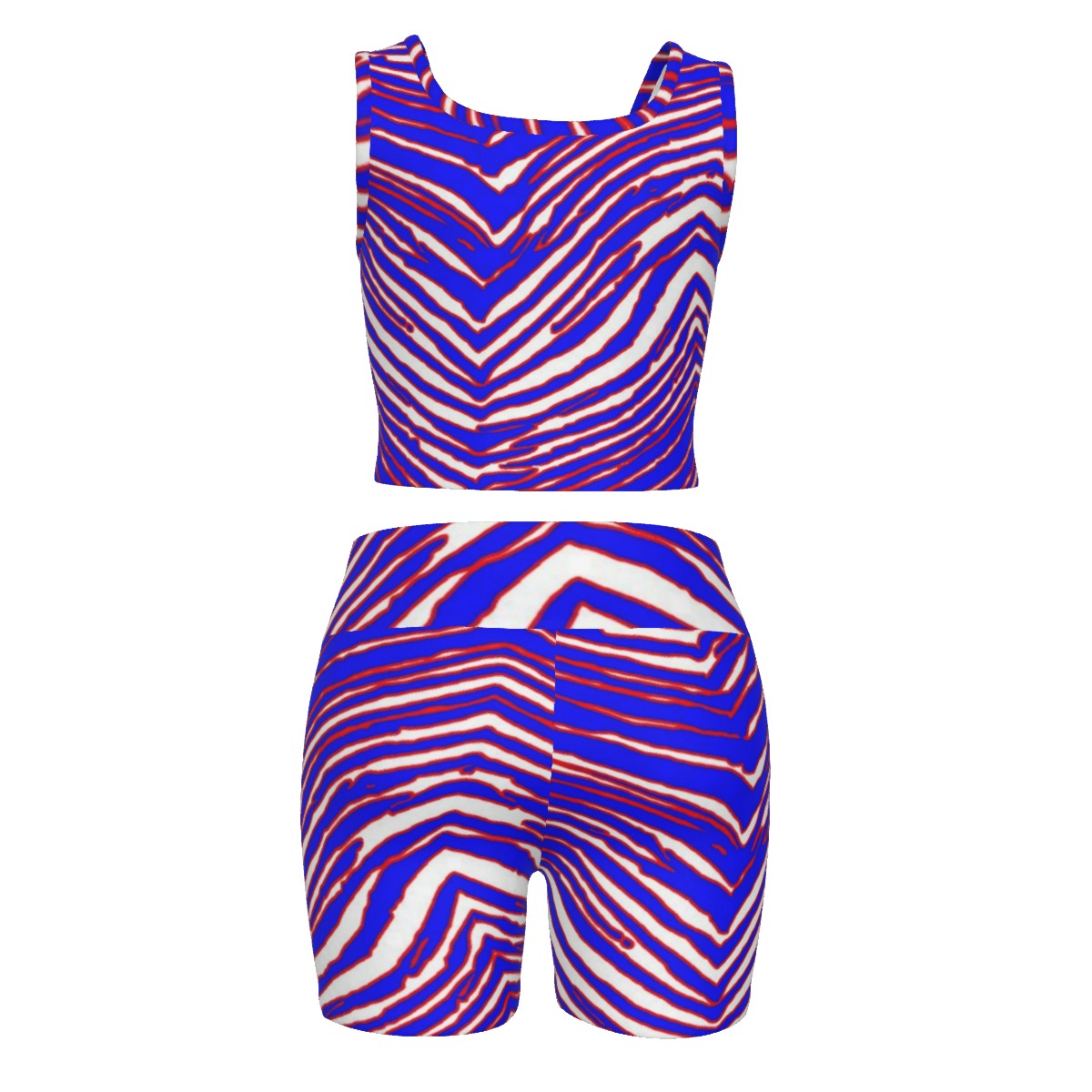 White Smoke All-Over Print Women's Yoga Set – Red Blue White Zebra Game Day Style