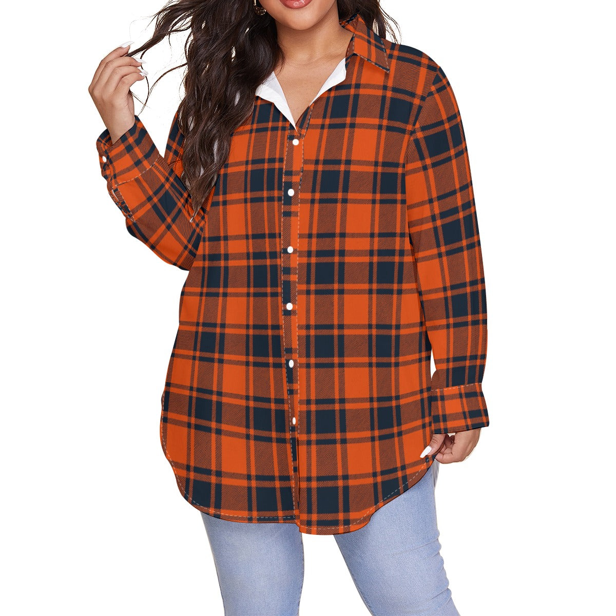 kansas jayhawks tartan plaid oversized button up women shirt illinois fighting illini tartan plaid oversized button up women shirt women's shirt with long sleeve(plus size) women tartan plaid game day fashion