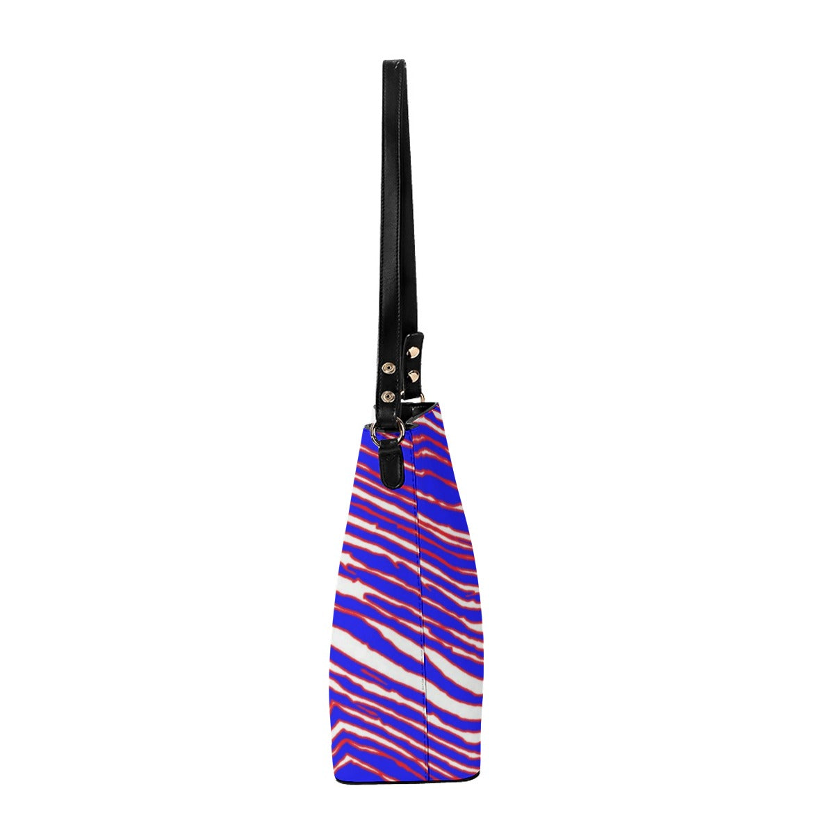 White Smoke Minimalist Square Crossbody Bucket Bag – Red Blue White Zebra Game Day Style
